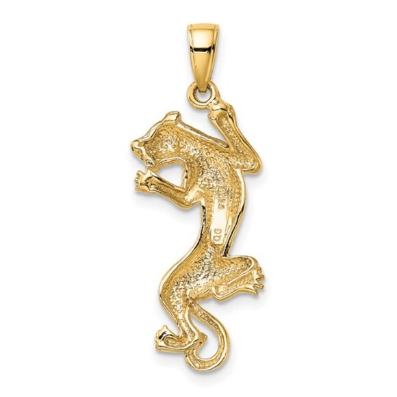10k Yellow Gold Polished Panther Necklace Charm Pendant unisex 36mm x 18mm - Picture 4 of 4